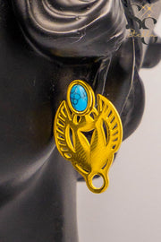 Pharaonic Scarab Earrings – Blue Stone