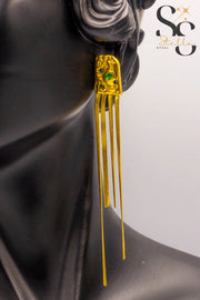 Green Stone Tassel Snake-Back Earrings
