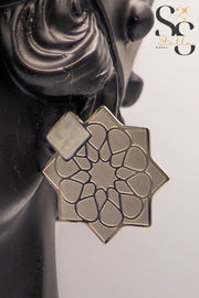 Arabic-Style Earrings – White Enamel