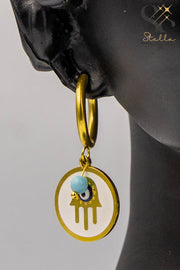 Hand White Enamel Stud Earrings