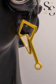 حلق هندسي صدف أبيض