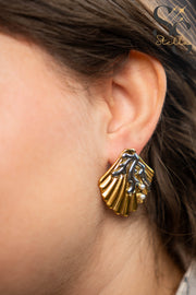Shell Earrings with Silver Coral Accents
