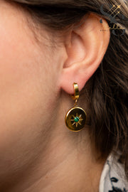 Sun Green Stone Stud Earrings
