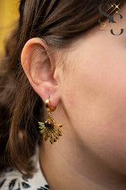 Half-Rose Brown Stone Stud Earrings