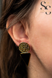 حلق جميل جمال مثلث صدف أسود