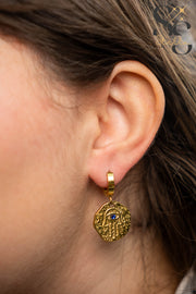 Hand Blue Stone Stud Earrings