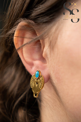 Pharaonic Scarab Earrings – Blue Stone