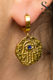 Hand Blue Stone Stud Earrings