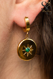 Sun Green Stone Stud Earrings