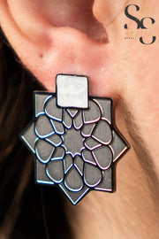 Arabic-Style Earrings – White Enamel