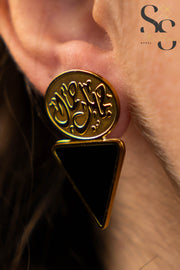 حلق جميل جمال مثلث صدف أسود