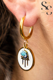 Hand White Enamel Stud Earrings