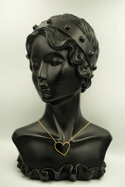 Large Tilted Black Shell Heart Necklace