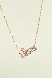 Jesus Necklace with Pink Enamel