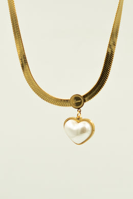 White Stone Heart Necklace
