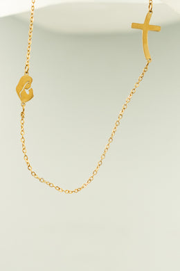 Virgin Mary and Cross Necklace