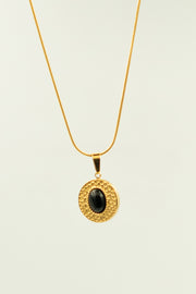 Black Stone Necklace, Round