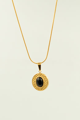 Black Stone Necklace, Round
