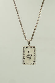 Snake Necklace with White Enamel Frame