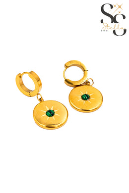 Sun Green Stone Stud Earrings