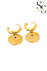 Hand Blue Stone Stud Earrings