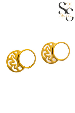 Geometric White-Shell Earrings with Laser-Cut Designs