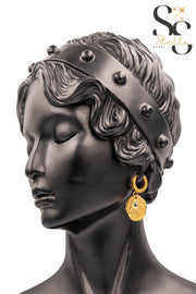 Hand Blue Stone Stud Earrings