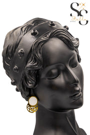 Geometric White-Shell Earrings with Laser-Cut Designs