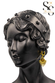 Half-Sun Brown Stone Stud Earrings