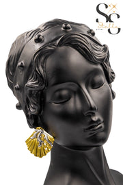 Shell Earrings with Silver Coral Accents