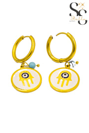 Hand White Enamel Stud Earrings