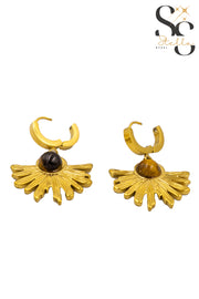 Half-Rose Brown Stone Stud Earrings