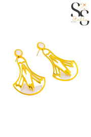 Pharaonic Lotus Flower Earrings – White Shell
