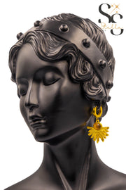 Half-Rose Brown Stone Stud Earrings