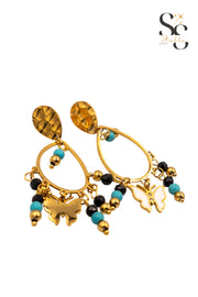 Dangling Butterfly Enamel Earrings – White