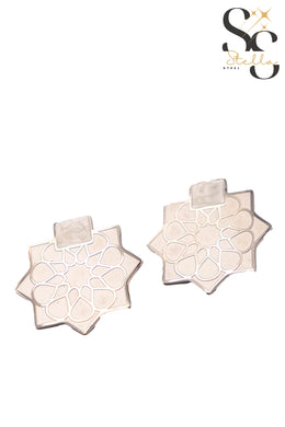 Arabic-Style Earrings – White Enamel