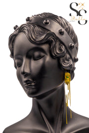 Green Stone Tassel Snake-Back Earrings