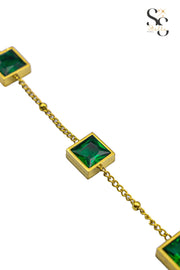 Square Green Stones Bracelet