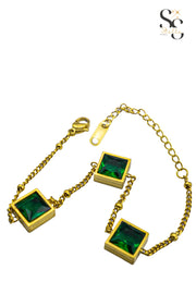 Square Green Stones Bracelet