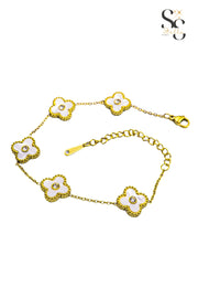 Van Cleef White Shell Stones Bracelet