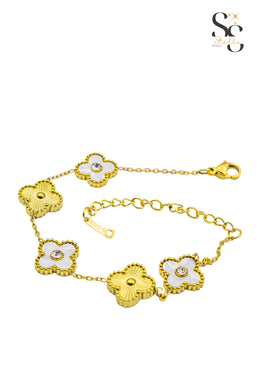 Van Cleef Gold X White Shell Stones Bracelet