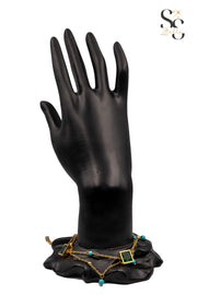 Double Layer Square Green Stones Bracelet