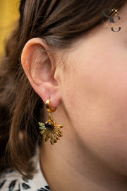 Half-Rose Brown Stone Stud Earrings