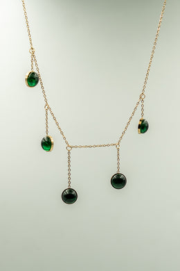 Green Stone Necklace, Round Stones