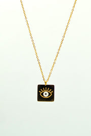 Evil Eye Necklace with White Enamel