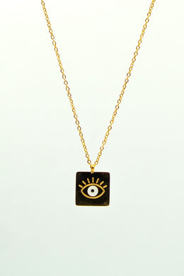 Evil Eye Necklace with White Enamel