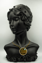 Ayat al-Kursi Necklace with Circular Frame and Gemstones