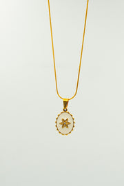 Rose Frame White Enamel Necklace