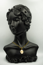 Rose Frame White Enamel Necklace