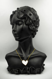 Large Tilted White Shell Heart Necklace